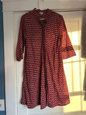 Red Fish Print A-Line Zuri Dress from Kenya